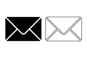 Envelope mail icon set featuring newsletter web buttons and outline email symbols. Flat, thin e-mail pictograms for sending messages, communication, and social interaction on a white background vector