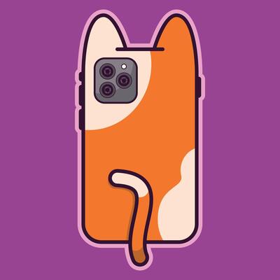 smartphone cat shape illustration