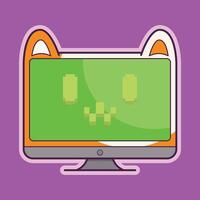 computer desktop cat shape illustration vector