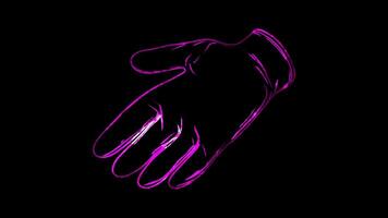 Neon frame effect, Glove Represents hygiene or safe handling on black background video