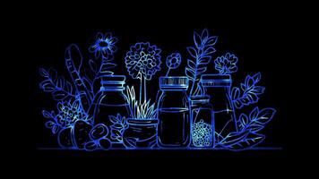 Neon frame effect, Herbal Medicine Represents alternative or natural remedies on black background video