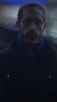 An enigmatic and mysterious figure captured in an urban setting that evokes deep emotions video