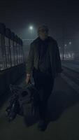 A Mysterious Figure Strolling Through the Foggy Streets of the Night, Adding Intrigue video