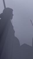 A Mysterious Encounter Occurs in the Dense Fog Silhouettes of Two Intriguing Figures video