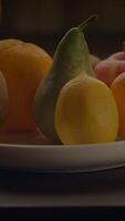 An Exquisite and Colorful Fruit Display Beautifully Arranged on an Elegant Decorative Plate video