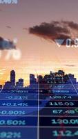 A Detailed and Dynamic Overview of the Stock Market at Sunset, Highlighting Key Trends video