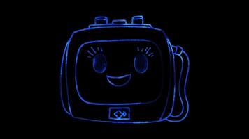 Neon frame effect, Defibrillator Represents life saving cardiac care on black background video