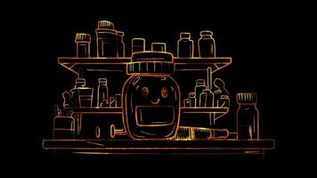Neon frame effect, Vaccine Bottle Represents immunization or disease prevention on black background video