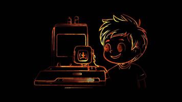 Neon frame effect, Defibrillator Represents life saving cardiac care on black background video