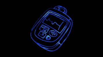 Neon frame effect, Pulse Oximeter Represents oxygen saturation levels on black background video