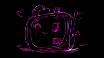 Neon frame effect, Defibrillator Represents life saving cardiac care on black background video