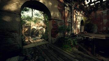 Exploring the enchanting ruins of an old European mansion overgrown with nature video