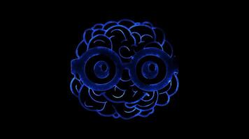 Neon frame effect, brain on black background video