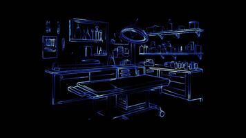 Neon frame effect, Scalpel Represents surgery or medical procedures on black background video