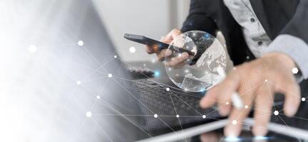 Digital technology, internet network connection, big data, digital marketing IoT internet of things. photo