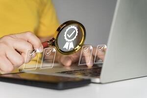 ISO standards quality control assurance warranty business technology. Quality assurance checklist, ISO standard photo