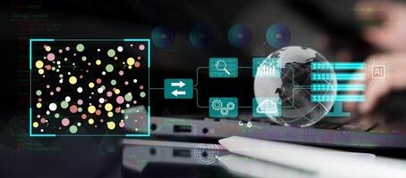 Data Science and engineering, digital technology, tech background. Software engineer working photo