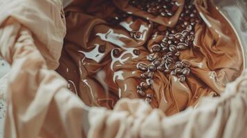 Visual guide to dyeing fabric with coffee, tutorial style, process composition, warm and natural color palette, DIY creativity and eco-friendly living mood photo