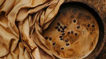 Visual guide to dyeing fabric with coffee, tutorial style, process composition, warm and natural color palette, DIY creativity and eco-friendly living mood photo