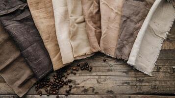 Visual guide to dyeing fabric with coffee, tutorial style, process composition, warm and natural color palette, DIY creativity and eco-friendly living mood photo