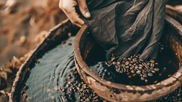 Visual guide to dyeing fabric with coffee, tutorial style, process composition, warm and natural color palette, DIY creativity and eco-friendly living mood photo