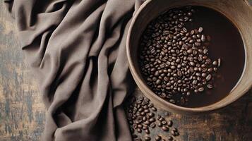 Visual guide to dyeing fabric with coffee, tutorial style, process composition, warm and natural color palette, DIY creativity and eco-friendly living mood photo