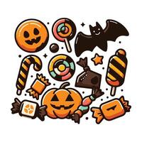 Halloween Candy Set Collection Design Silhouette vector