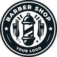 Barber Shop Logo Design With Flat Background vector
