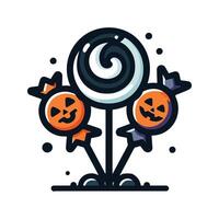 Simple Halloween Candy Draw With Flat Background vector