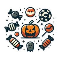 Halloween Candy Set Collection Design With White Background vector