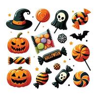 Halloween Candy Set Collection Illustration With Flat Background vector