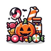 Simple Halloween Candy Design With Flat Background vector