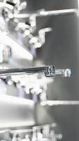 Exhibition showcase in store with faucets for the kitchen and bathroom. Vertical video