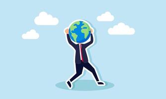 A businessman with a globe head, illustration of business development based on emerging business model trends vector