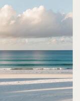 A white frame with a picture of the ocean photo