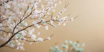 A branch of a cherry blossom tree with a gold background photo