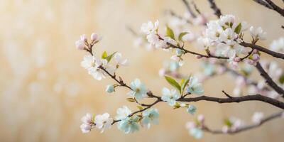 A branch of a tree with flowers and leaves photo