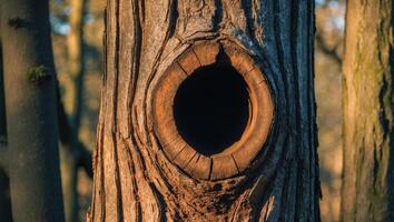 A hole in a tree trunk with a hole in it photo