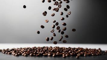 Coffee beans falling from the sky photo