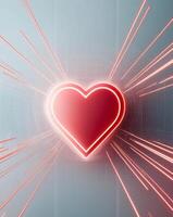 Digital Heart on Futuristic Background with Red Lines. photo