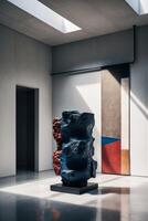 Industrial room with sculpture for editorial shoot. photo