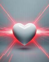 Digital Heart on Futuristic Background with Red Lines. photo