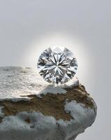 A diamond sitting on top of a rock photo
