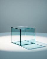 A glass cube sitting on a table photo