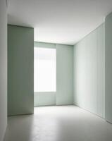 A room with green walls and white floor photo