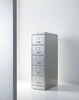 A file cabinet in an empty room photo