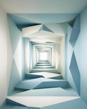 Abstract blue tunnel with light and shadows photo