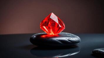 A red diamond on a black stone photo
