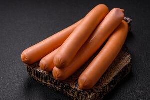 Delicious fresh vegetarian sausage or sausage made from vegetable protein tofu or seitan legumes photo