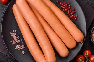 Delicious fresh vegetarian sausage or sausage made from vegetable protein tofu or seitan legumes photo